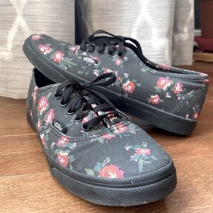 Vans Black With Roses
